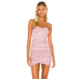 Superdown x Revolve Fifi Mesh Pink Glitter Heart Mini Dress